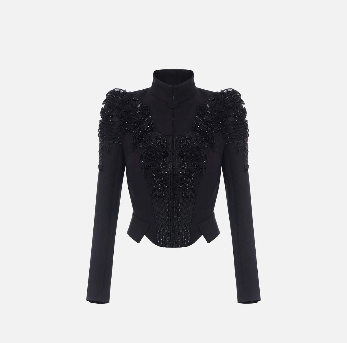 Black short Runway jacket with crystals