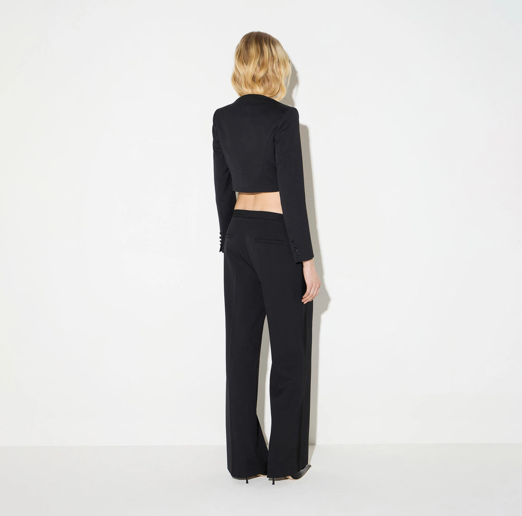 Black gabardine tuxedo style bolero jacket