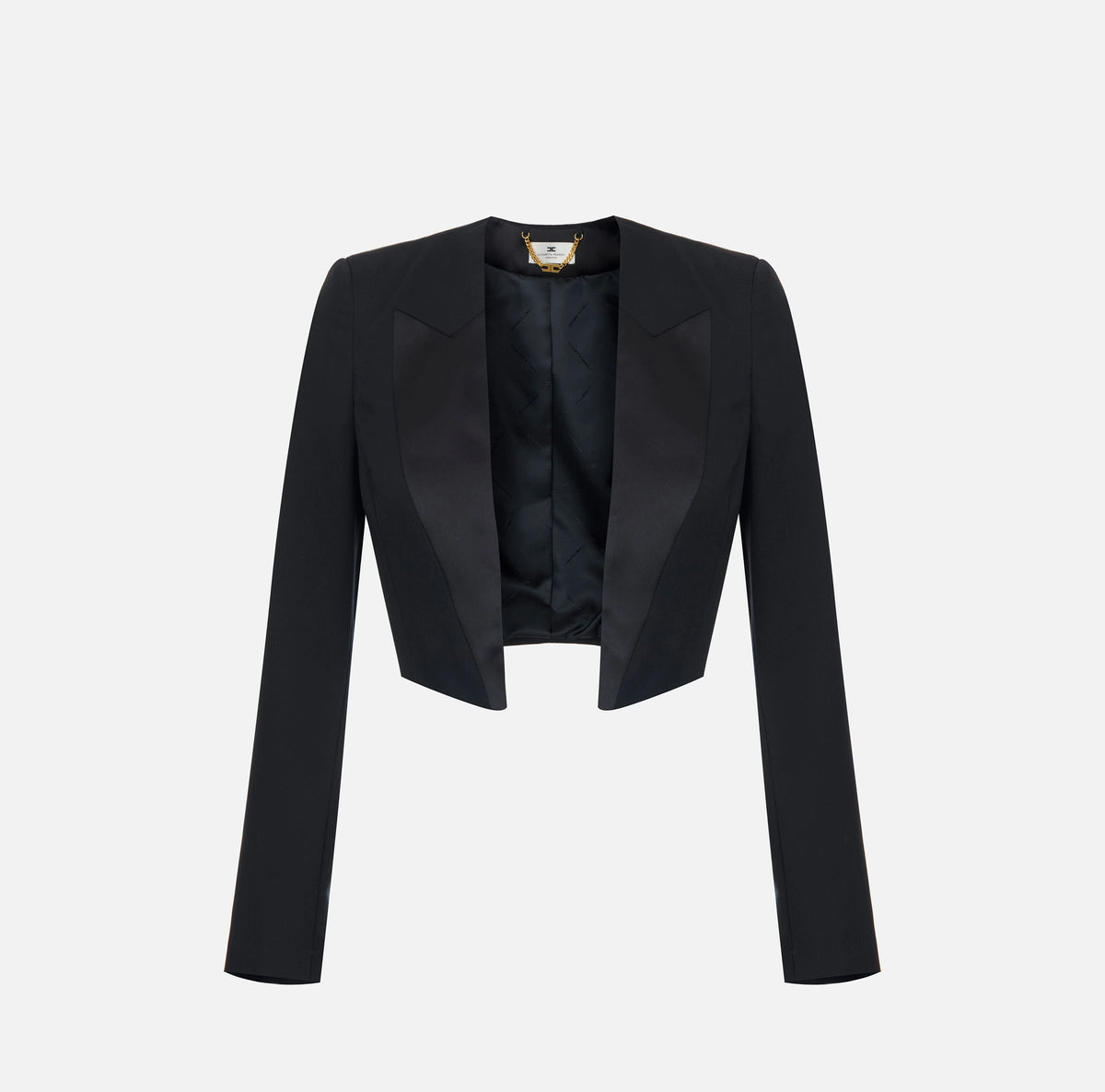 Black gabardine tuxedo style bolero jacket