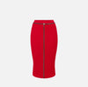 Red knit pencil skirt with chain detail