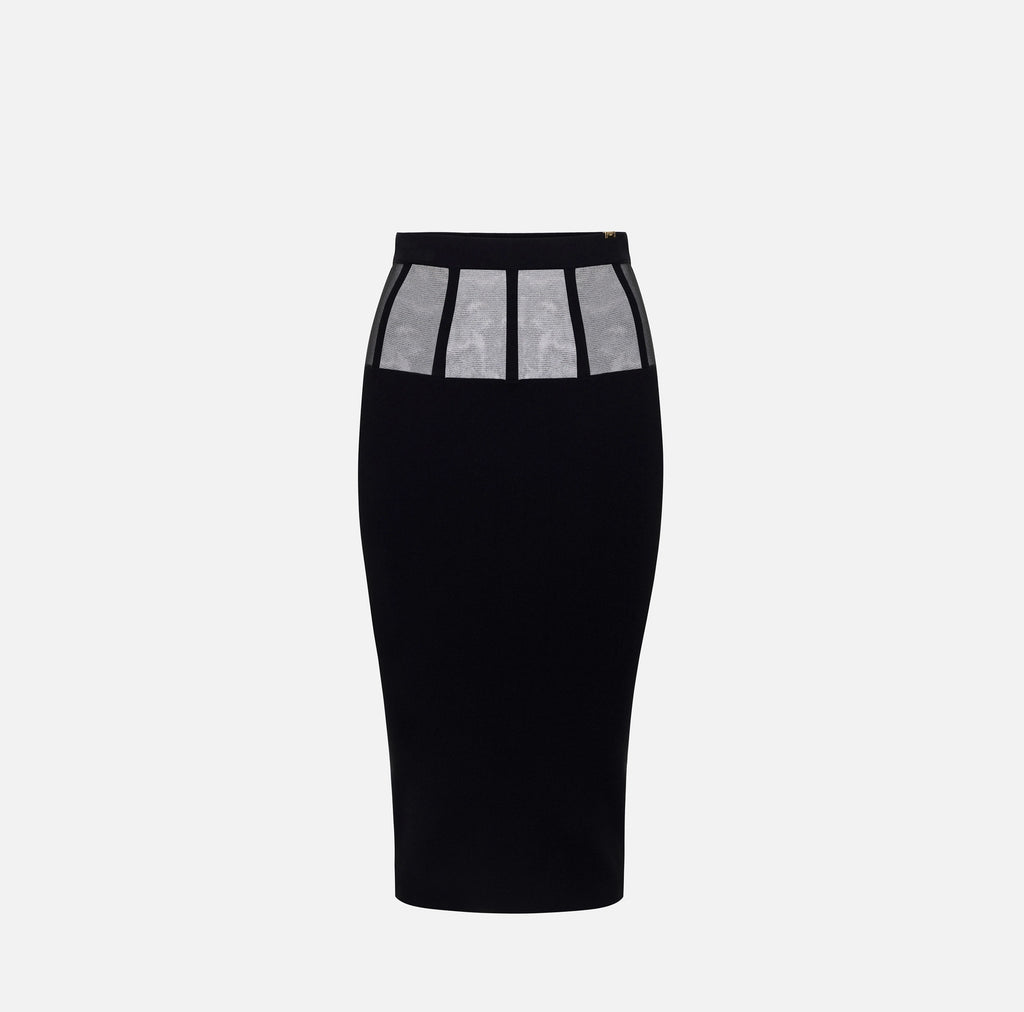 Black pencil skirt with transparent panels