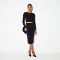 Black snake pattern knit midi pencil skirt