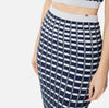 Baby blue knit pencil midi skirt
