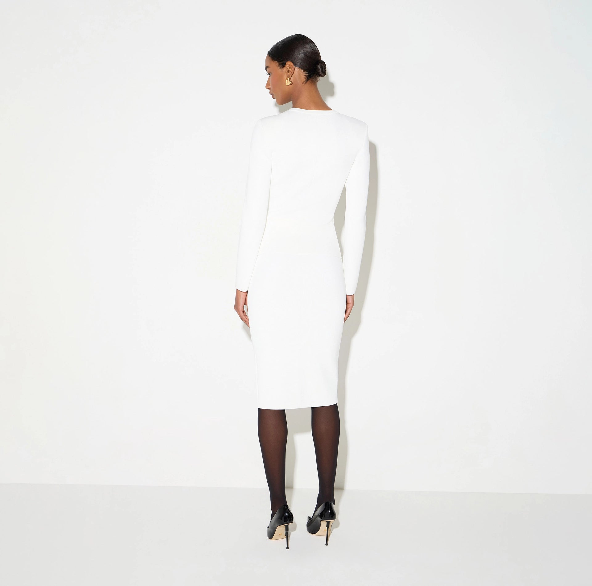Ivory knit midi skirt with zip