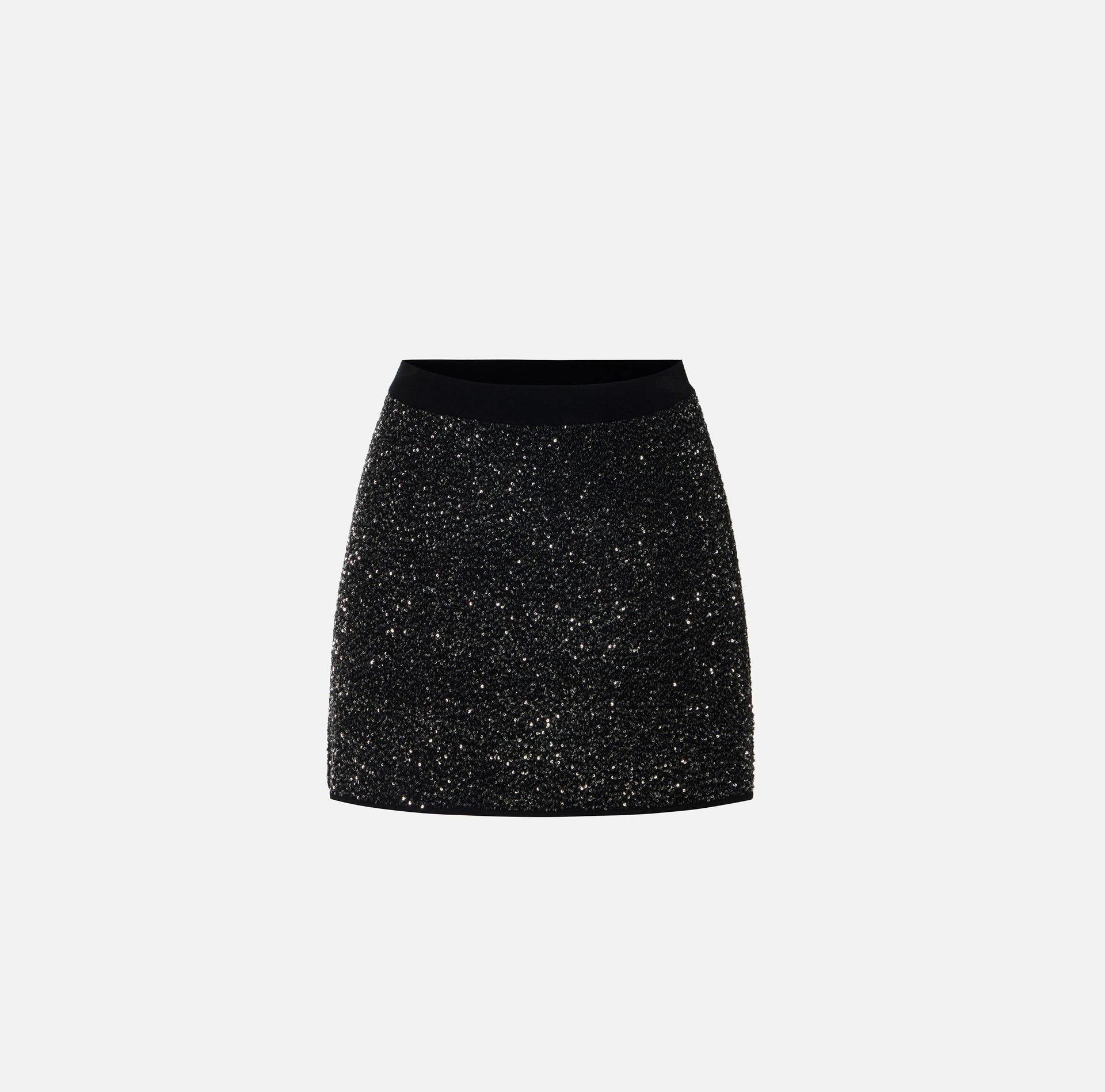 Black silver sequins knit mini skirt