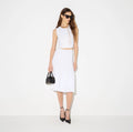 White midi knit skirt with 3D ribbed details