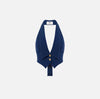 Navy top stitched vest