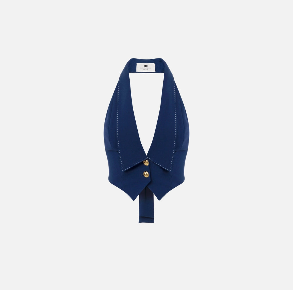 Navy top stitched vest
