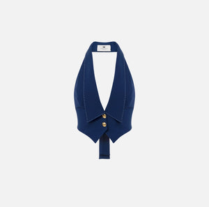 Navy top stitched vest