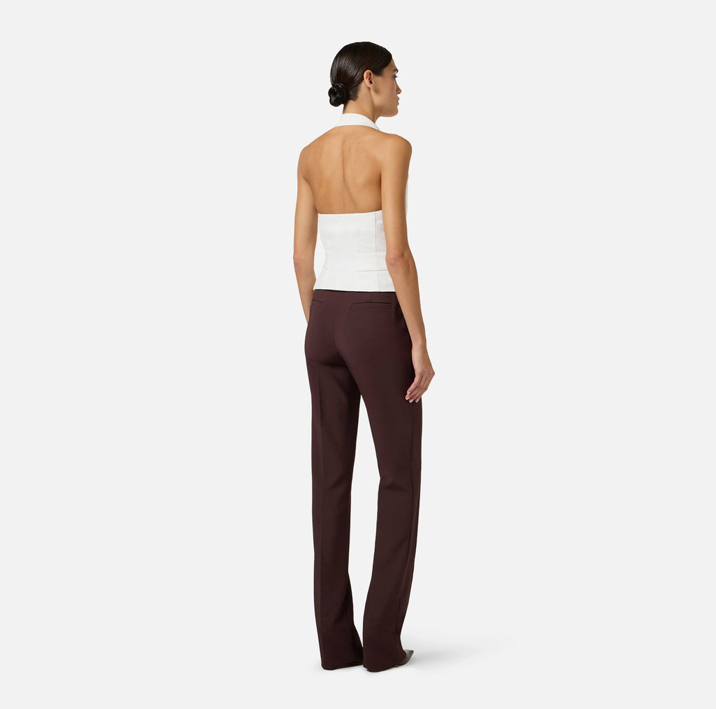 White gabardine vest with belt