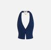 Navy satin jacquard vest