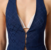 Navy satin jacquard vest