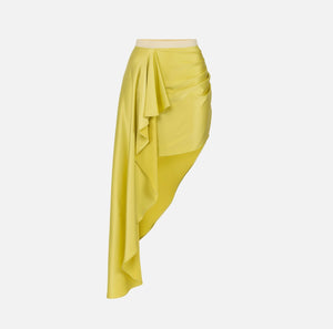 Citron satin asymmetrical mini skirt