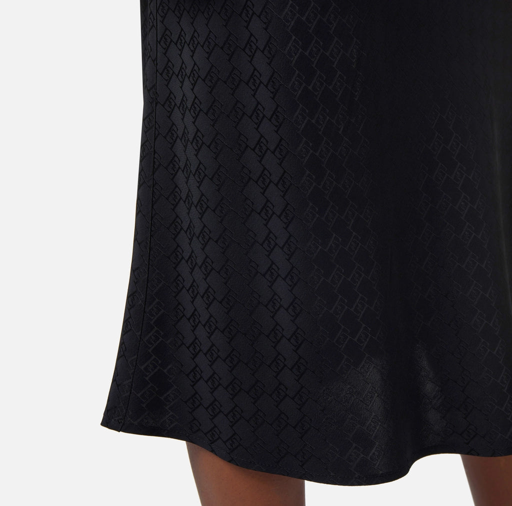 Black jacquard midi skirt