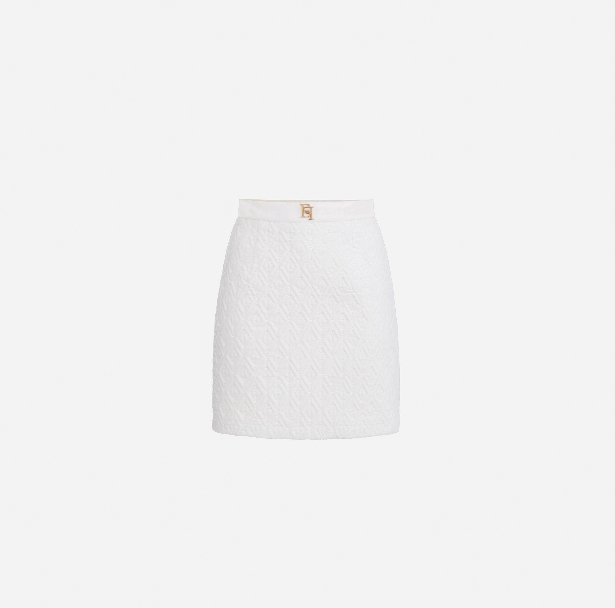 White diamond-embroidered velvet miniskirt