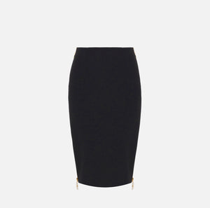 Black midi skirt with zippers