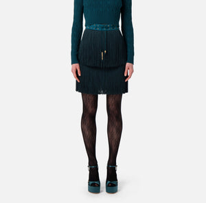 Peacock mini skirt with fringes