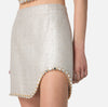 Silver laminated tweed mini skirt with rhinestones