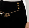 Black stretch velvet mini skirt with chain detail