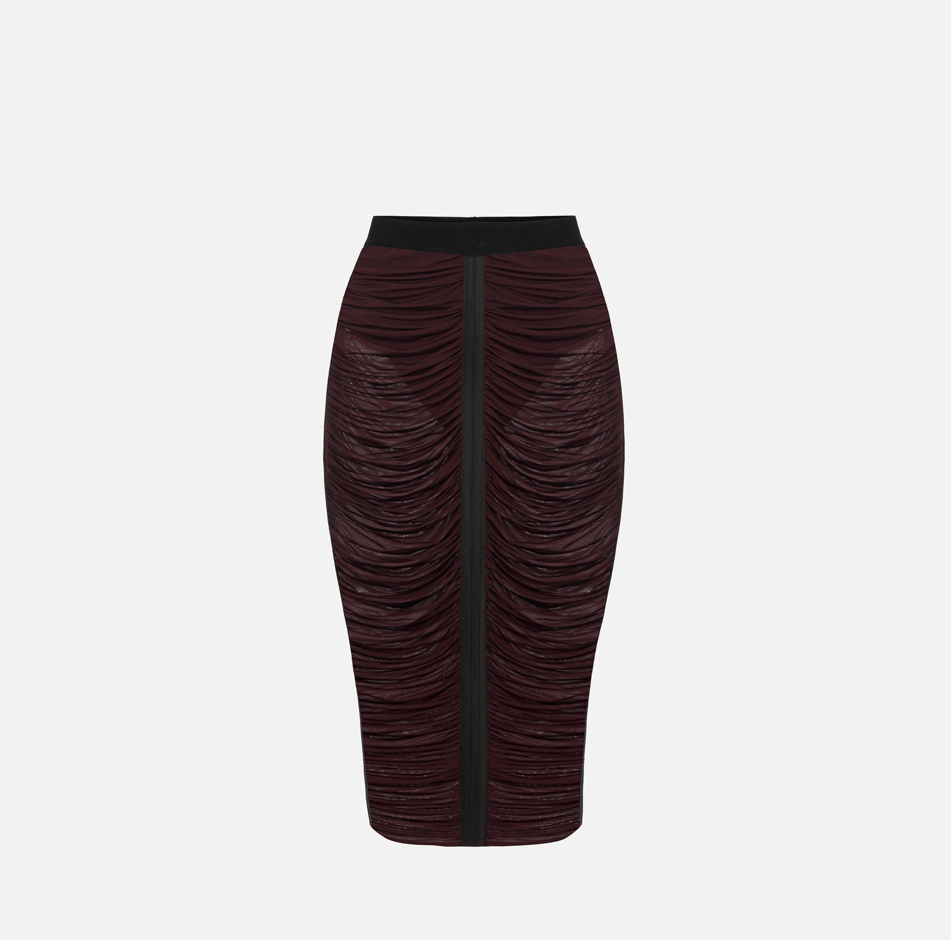 Burgundy rushed jersey pencil skirt