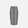 Black python print pencil high waisted skirt