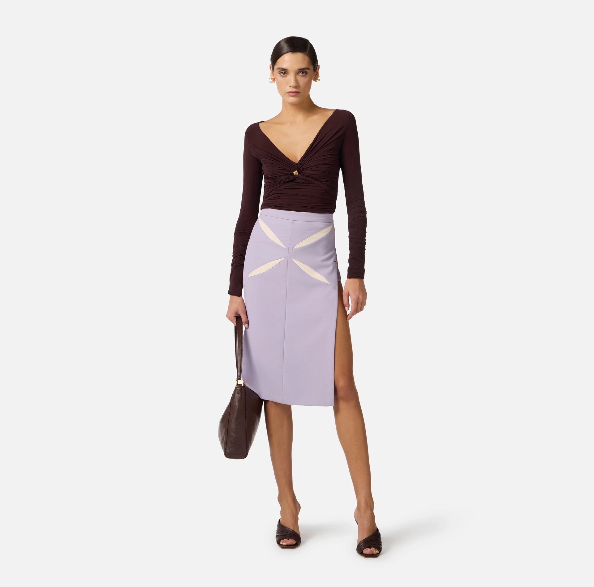Lilac midi skirt with cut outs