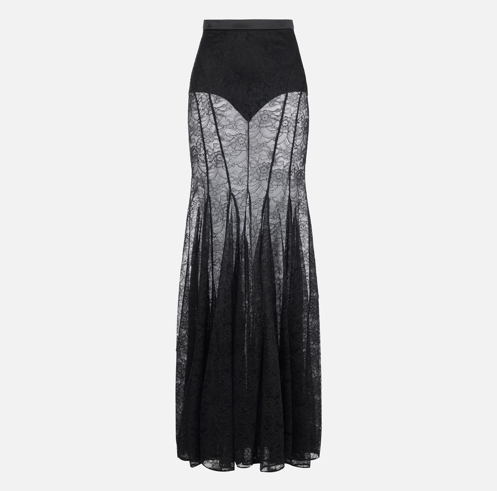 Chocolate lace maxi skirt