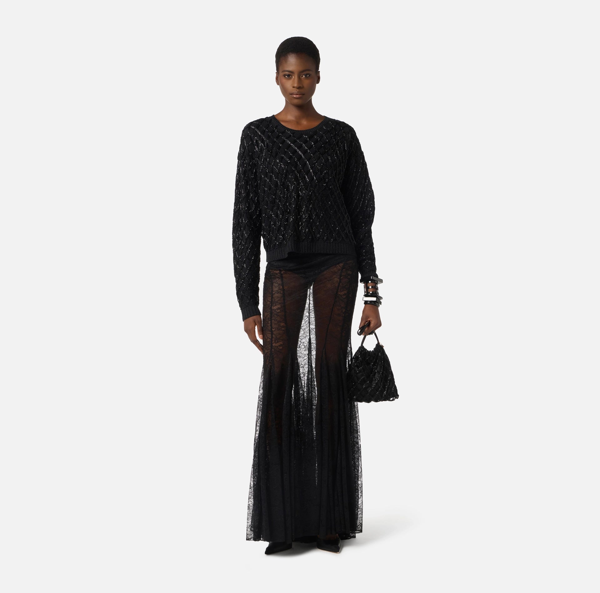 Chocolate lace maxi skirt