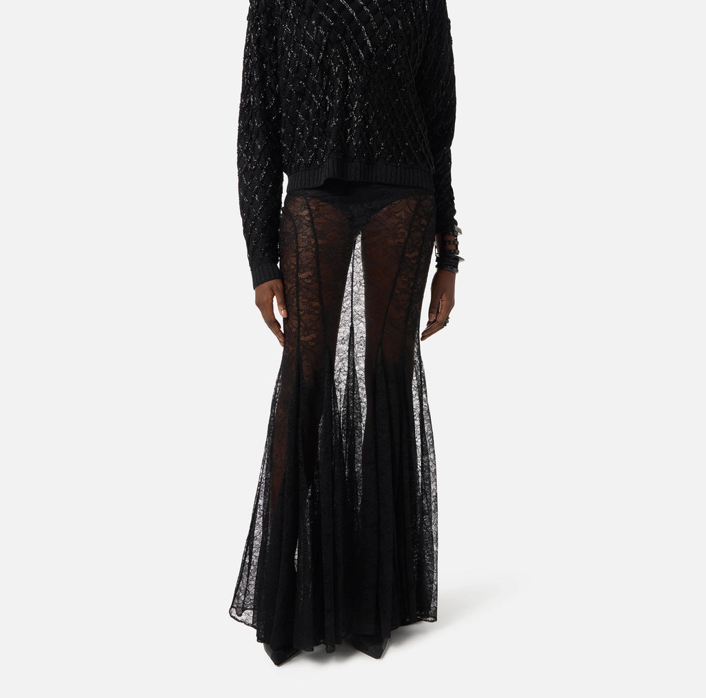 Chocolate lace maxi skirt