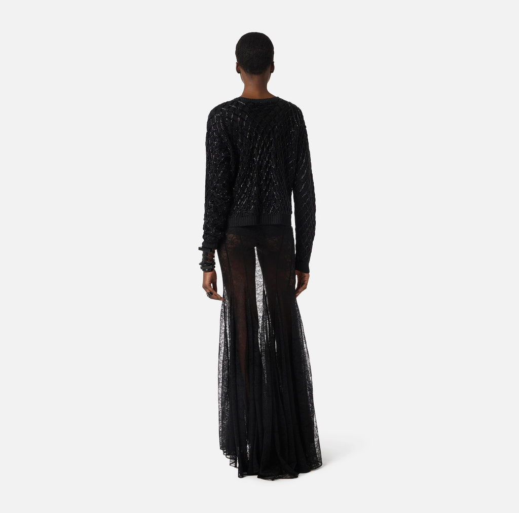 Chocolate lace maxi skirt