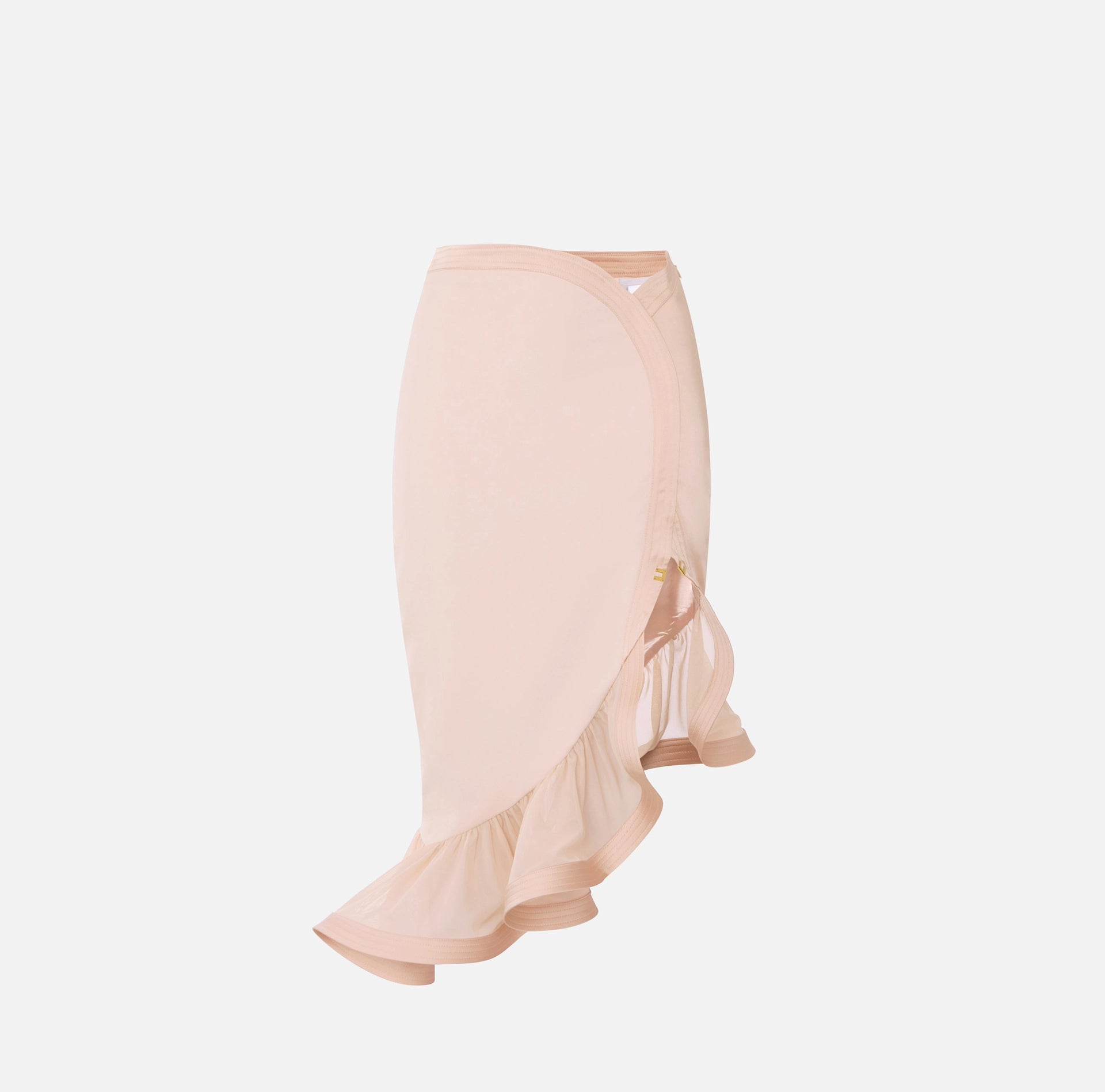 Nude midi skirt with flounce ruffle