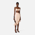 Nude midi skirt with flounce ruffle