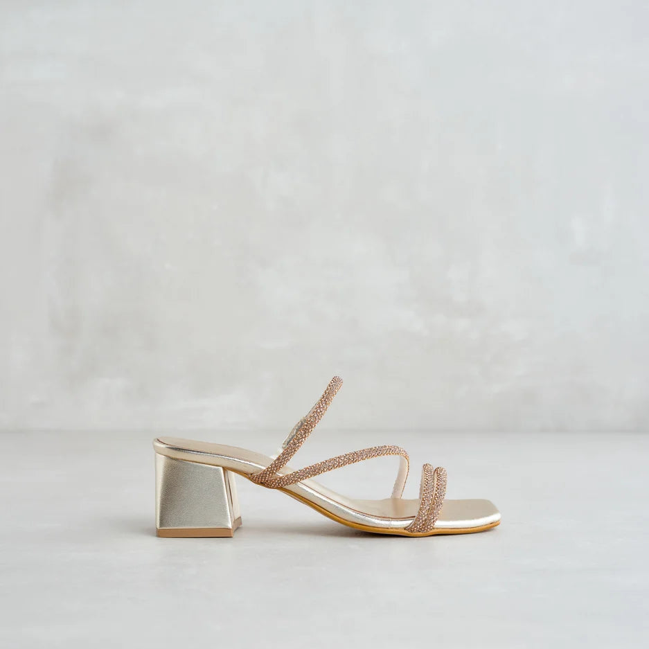Gold Cassia Mule with Crystals