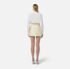 Cream satin mini skirt with flower