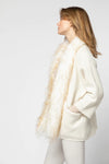 White mid-length kimono-style wool and cashmere cardigan