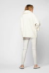 White mid-length kimono-style wool and cashmere cardigan