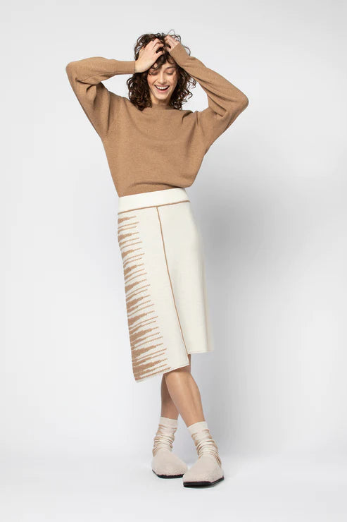 White camel asymmetrical Jung skirt