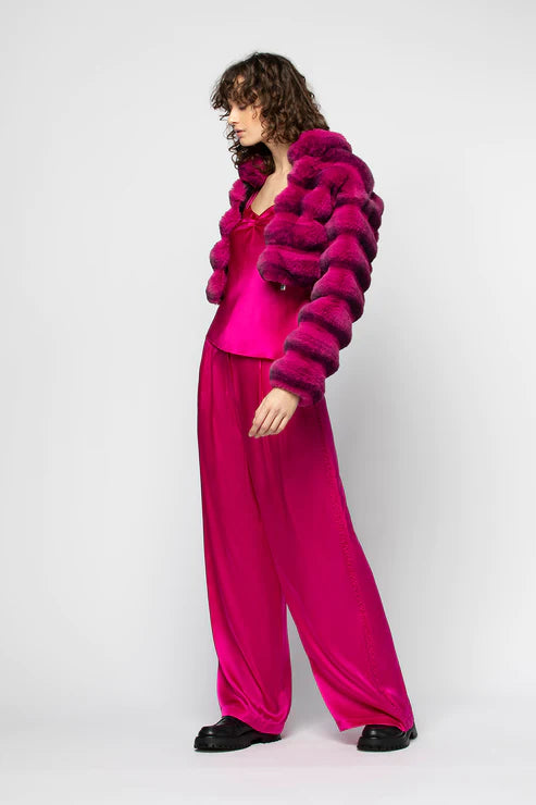Fuchsia faux fur short jacket
