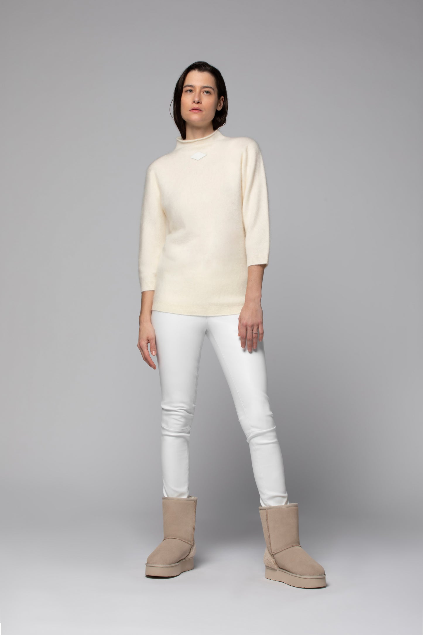 Ivory 3/4 sleeve cashmere top
