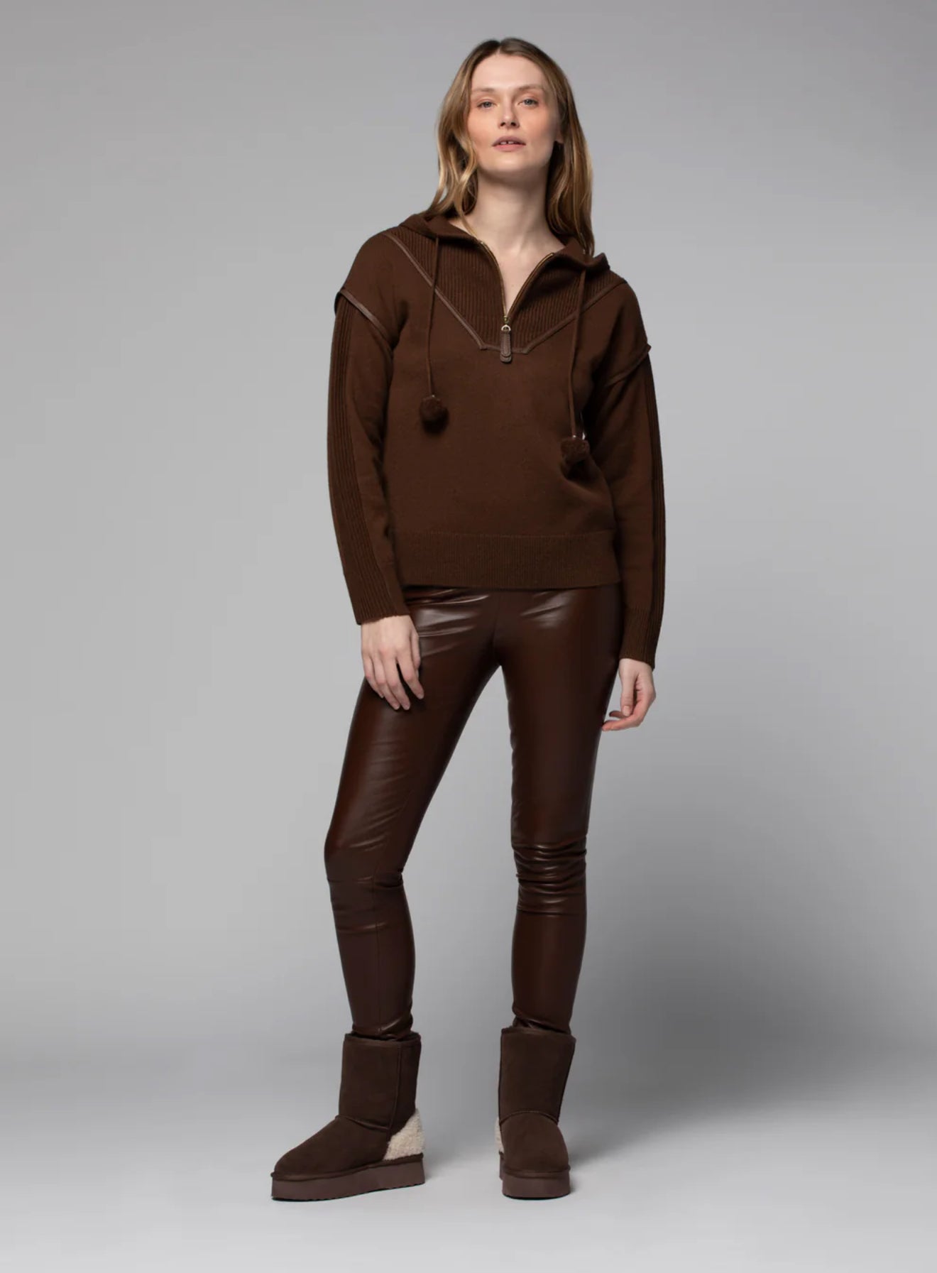 Chocolate leather leggings