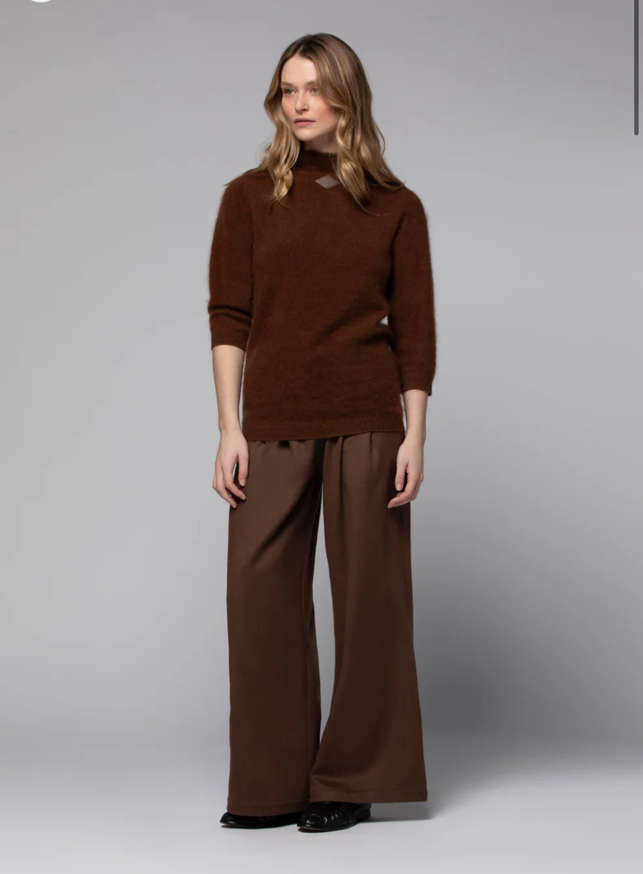 Chocolate Tasha wool and cashmere top