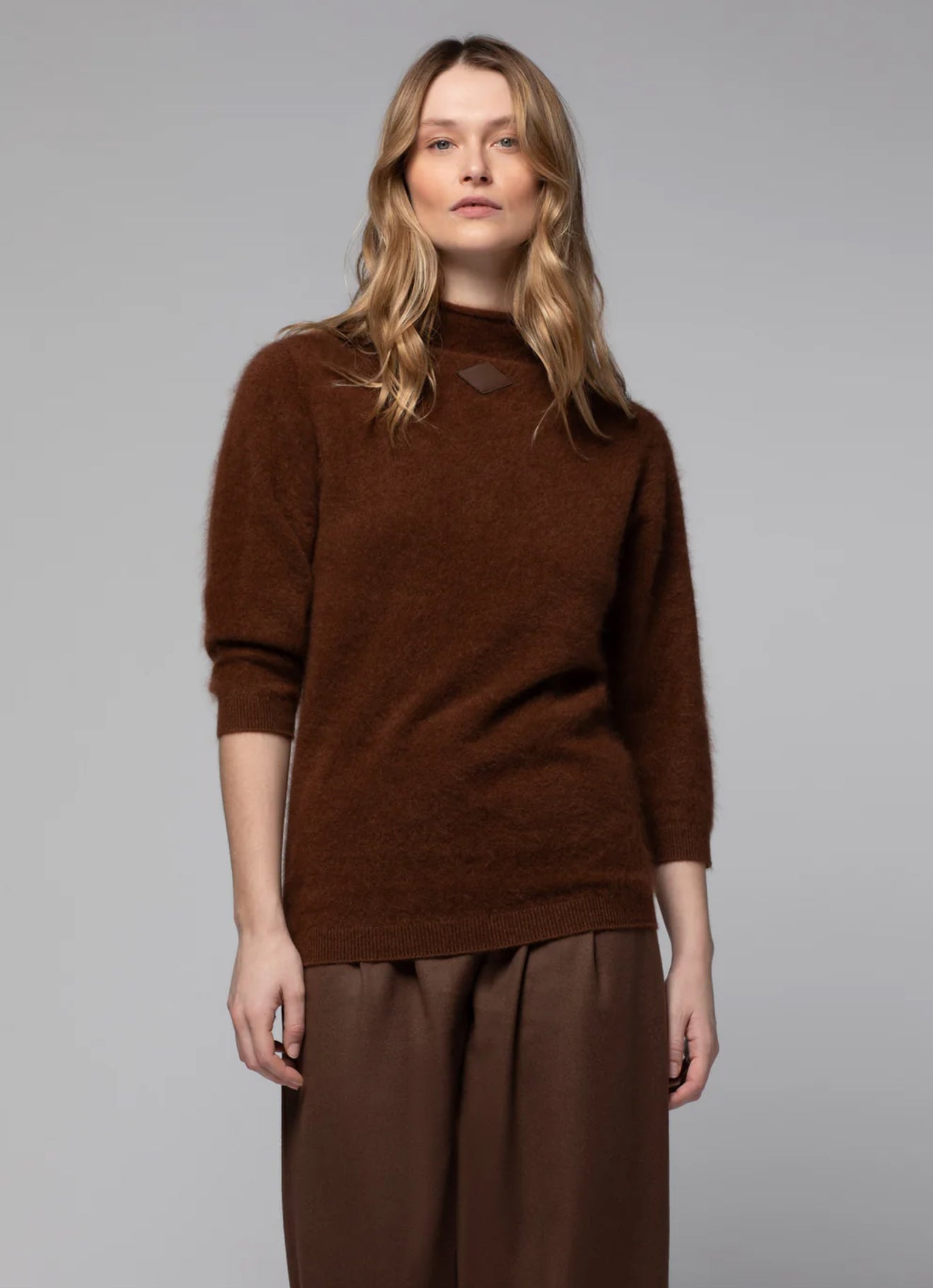Chocolate Tasha wool and cashmere top