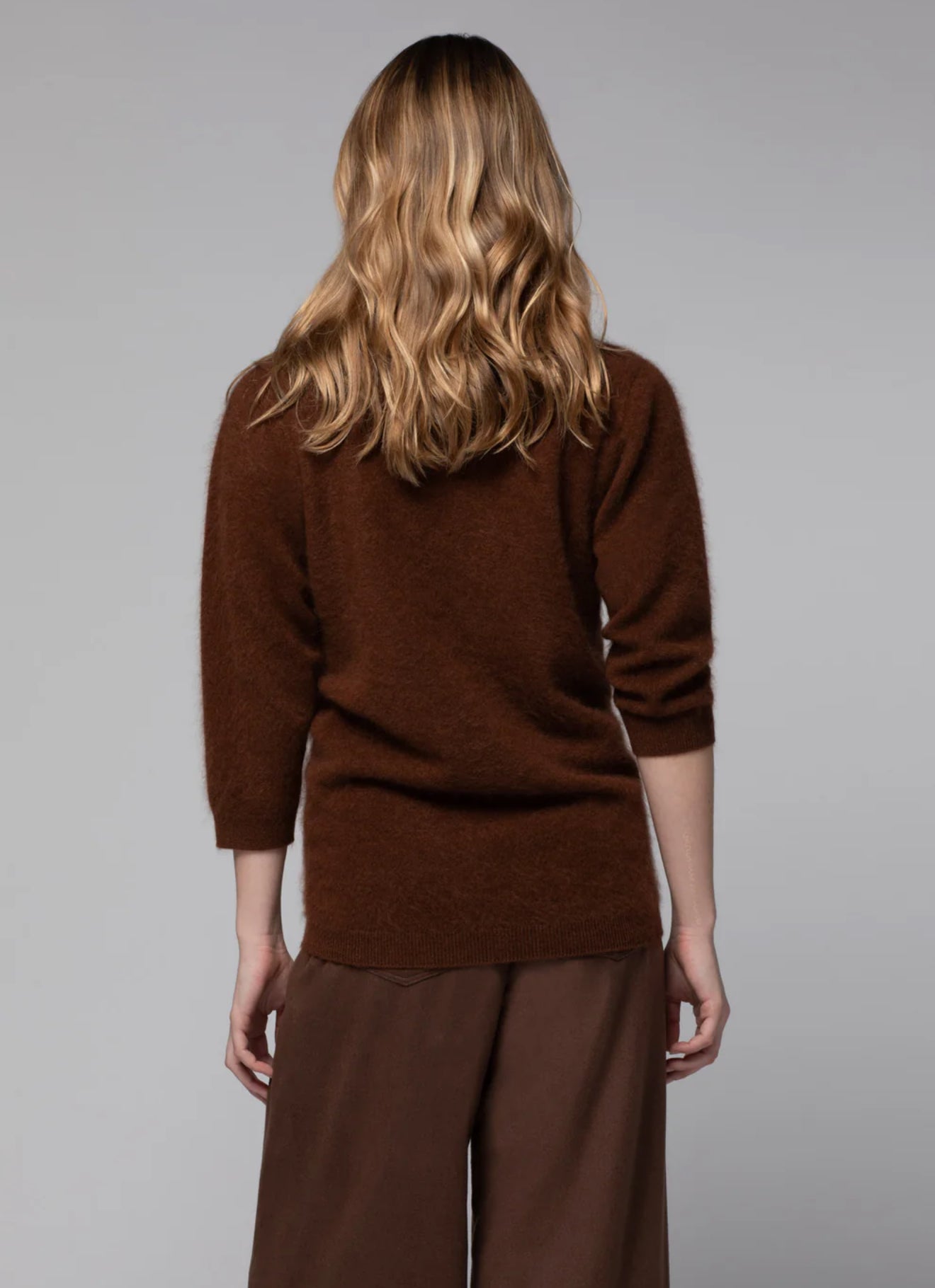 Chocolate Tasha wool and cashmere top