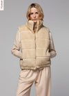 Tan reversible faux mink fur down vest jacket