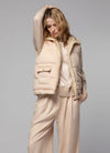 Tan reversible faux mink fur down vest jacket