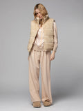 Tan reversible faux mink fur down vest jacket