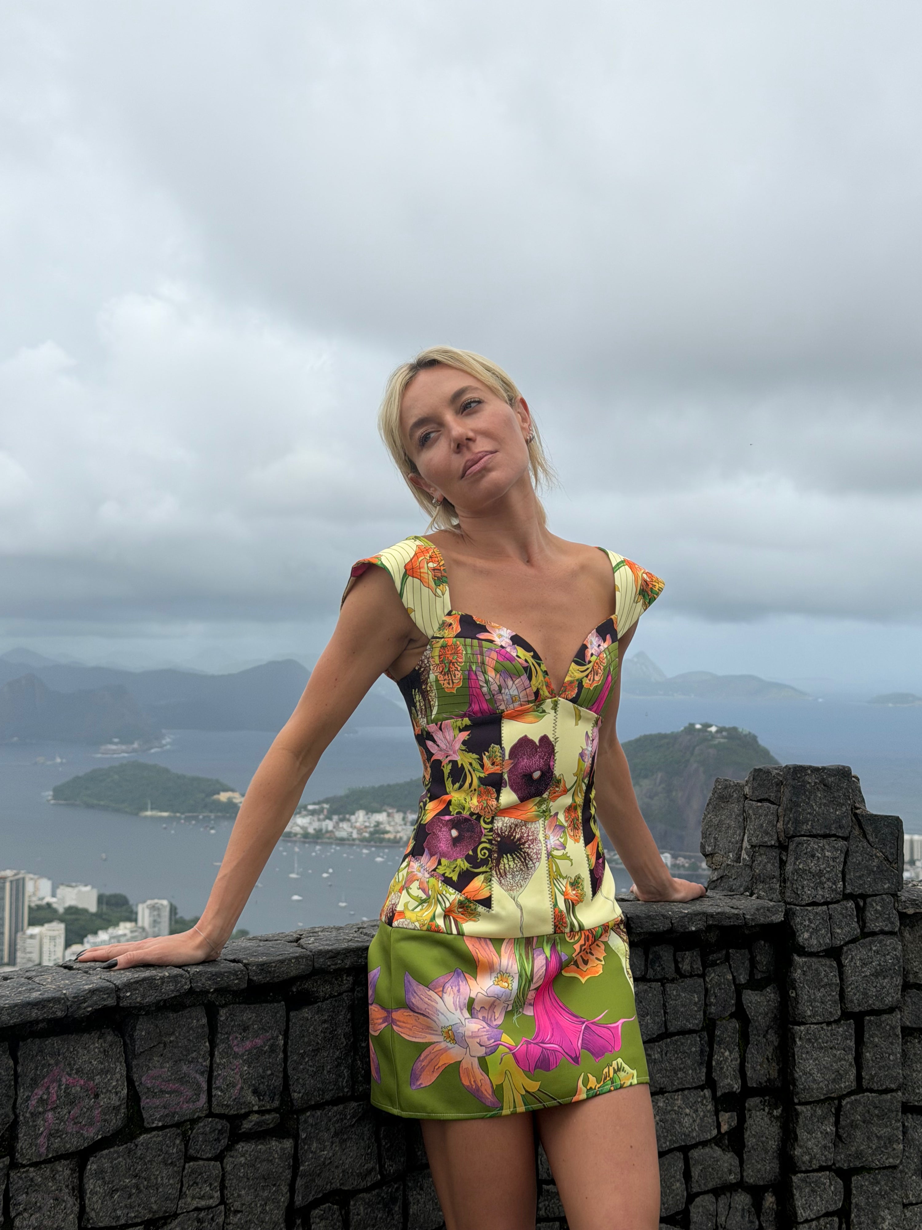 Citrine floral print Celine mini dress