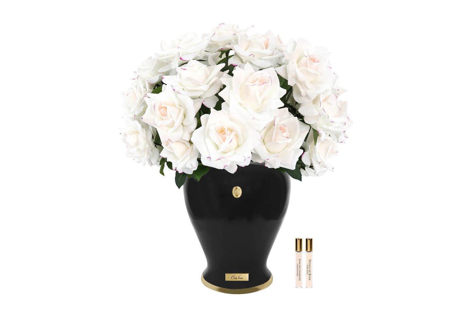 Blush Imperial Roses in a black vase diffuser
