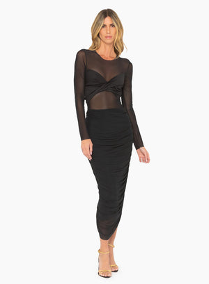 Black mesh Donna midi Skirt