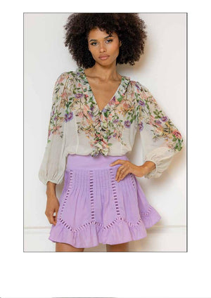 Lilac  flounce eyelet cotton skirt